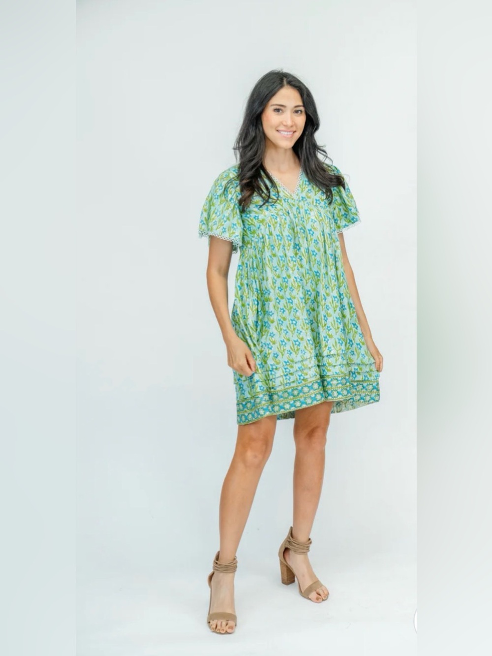 CLARA THE LABEL greta v-neck mini dress in Woodland Size Small